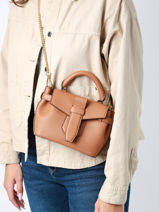 Cross Body Tas Mini Charlie Leder Lancel Bruin charlie A12586-vue-porte