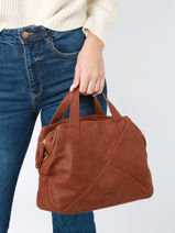 Handtas Vintage Leder Nat et nin Bruin vintage XENA-vue-porte