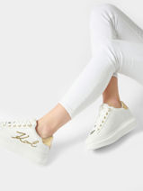 Sneakers Kapri Signature Uit Leder Karl lagerfeld Wit women KL62510A-vue-porte