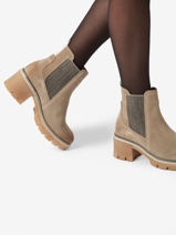 Chelsea Boots Met Hak Uit Leder Tamaris Beige women 41-vue-porte