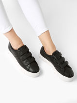Velcro Sneakers Plato Uit Leder No name Zwart women AJP604B3-vue-porte