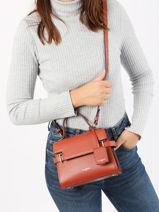 Cross Body Tas Emilie Leder Le tanneur Rood emily TEMI1001-vue-porte