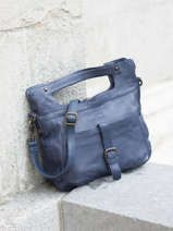 Handtas Cow Leder Basilic pepper Blauw cow BCOW67