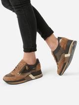 Sneakers Olimpia Uit Leder Mephisto Bruin women P5143558-vue-porte