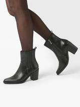 Enkellaarsjes Met Hak Uit Leder Tamaris Zwart women 41-vue-porte