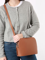 Schoudertas Lila Leder Nathan baume Bruin egee 1-vue-porte