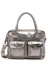 Handtas Le Dandy A4 Leder Paul marius Zilver vintage F9774-1