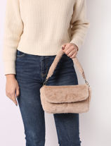 Schoudertas Fur Miniprix Beige fur EL1245-vue-porte