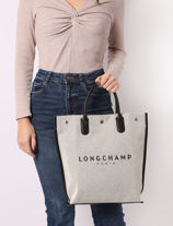 Longchamp Essential toile Handtas Beige-vue-porte