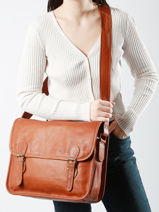 Cross Body Tas La Sacoche M Leder Paul marius Bruin vintage M-vue-porte
