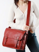 Cross Body Tas La Sacoche M Leder Paul marius Rood vintage M-vue-porte