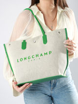 Longchamp Essential toile Schoudertas Groen-vue-porte