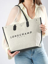Longchamp Essential toile Schoudertas Wit-vue-porte