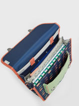 Boekentas Op Wieltjes 2 Compartimenten Cameleon Blauw retro PBRECR35-vue-porte
