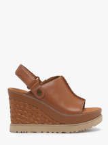 Sandalen Met Sleehak Uit Leder Ugg Bruin women 1152668