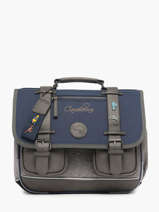 Boekentas 2 Compartimenten Cameleon Violet vintage pin