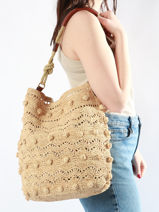 Schoudertas Hobo Vanessa bruno Beige hobo 84V40746-vue-porte