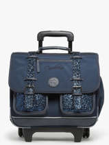 Boekentas Op Wieltjes Kinderen 2 Compartimenten Vintage Fantasy Cameleon Blauw vintage fantasy CR38