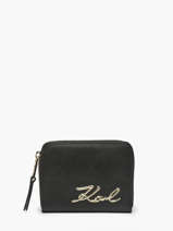 Portefeuille K/signature Leder Karl lagerfeld Zwart k signature 240W3202