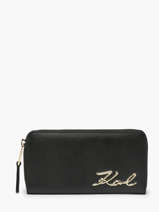 Portefeuille K/signature Leder Karl lagerfeld Zwart k signature 240W3215