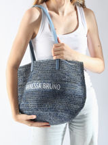 Handtas Cabas Raphia Vanessa bruno Blauw cabas raphia 60V40468-vue-porte