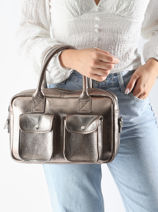 Cross Body Tas Vintage Leder Paul marius Zilver vintage LEDANDYS-vue-porte