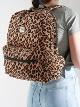 Rugzak 2 Compartimenten Basilic pepper Bruin delhi BDEH02-vue-porte