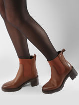 Enkellaarsjes Met Hak Uit Leder Tommy hilfiger Bruin women 8163GPK-vue-porte