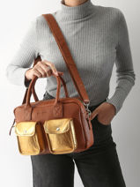 Handtas Dore Leder Paul marius Blauw dore DANDSDOR-vue-porte
