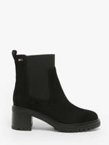 Enkellaarsjes Met Hak Uit Leder Tommy hilfiger Zwart women 8429BDS