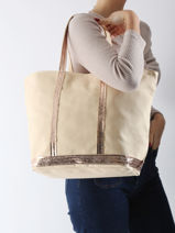Schoudertas Met Rits Le Cabas L Pailletten Vanessa bruno Beige cabas 1V40409-vue-porte