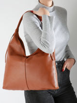 Schoudertas Caviar Leder Milano Oranje caviar CA24091-vue-porte