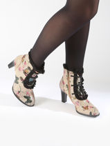 Enkellaarsjes Met Hak Uit Leder Laura vita Beige women 6520-vue-porte