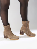Enkellaarsjes Met Hak Uit Leder Gabor Bruin women 34-vue-porte
