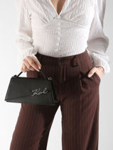 Cross Body Tas K Signature Leder Karl lagerfeld Zwart k signature A1W30458-vue-porte