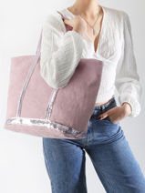 Schoudertas Met Rits L Le Cabas Linnen Vanessa bruno Roze cabas lin 31V40409-vue-porte