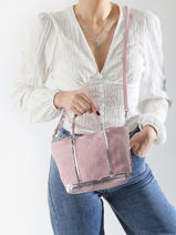 Cross Body Tas Baby Cabas Linnen Vanessa bruno Roze cabas lin 31V40410-vue-porte