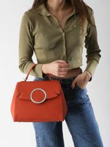 Handtas Ginkgo Leder Nathan baume Oranje ginkgo 1-vue-porte
