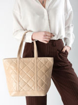 Handtas Cabas Cuir Leder Vanessa bruno Beige cabas cuir 84V40378-vue-porte