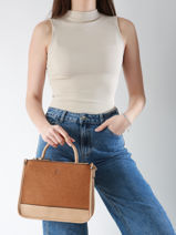 Handtas Raphia Lulu castagnette Bruin raphia YASSER-vue-porte