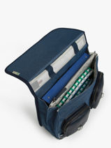 Boekentas Op Wieltjes 2 Compartimenten Cameleon Blauw vintage color CR38-vue-porte