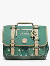 Boekentas Voor Kinderen 2 Compartimenten Cameleon Groen vintage fantasy CA38