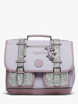 Boekentas Voor Kinderen 2 Compartimenten Cameleon Violet vintage fantasy CA38