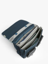 Boekentas Kinderen 3 Compartimenten Cameleon Blauw vintage urban CA41-vue-porte