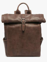 Rolltop Rugzak Spider 2 Compartimenten Leder Etrier Bruin spider ESPI8102
