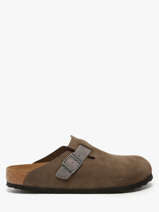 Slippers Boston Concrete Gray Uit Leder Birkenstock Grijs men 1029210