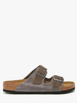 Slippers Arizona Concrete Gray Uit Leder Birkenstock Grijs men 1029159
