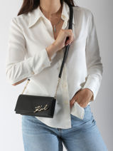 Cross Body Tas K Signature Leder Karl lagerfeld Zwart k signature A3W32021-vue-porte