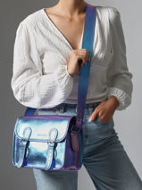 Cross Body Tas La Sacoche Scarabee Leder Paul marius Blauw scarabee SACOSSCA-vue-porte