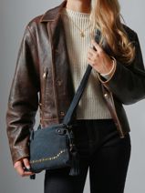 Cross Body Tas Houston Leder Basilic pepper Blauw houston BHOU82-vue-porte